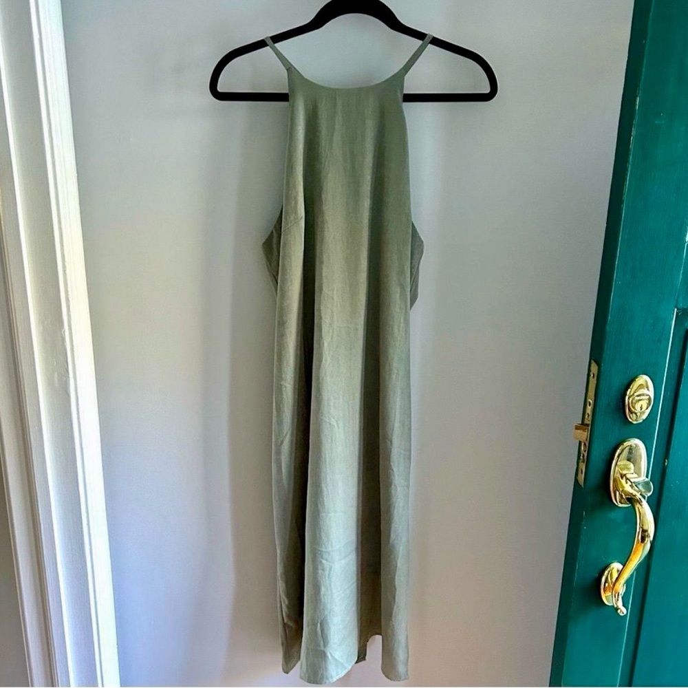 Soprano Olive Green Halter Maxi Dress